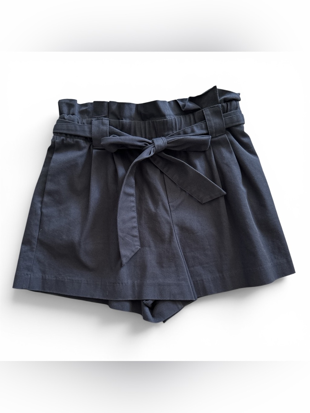 Zara Navy Paperbag Tie-Front Shorts